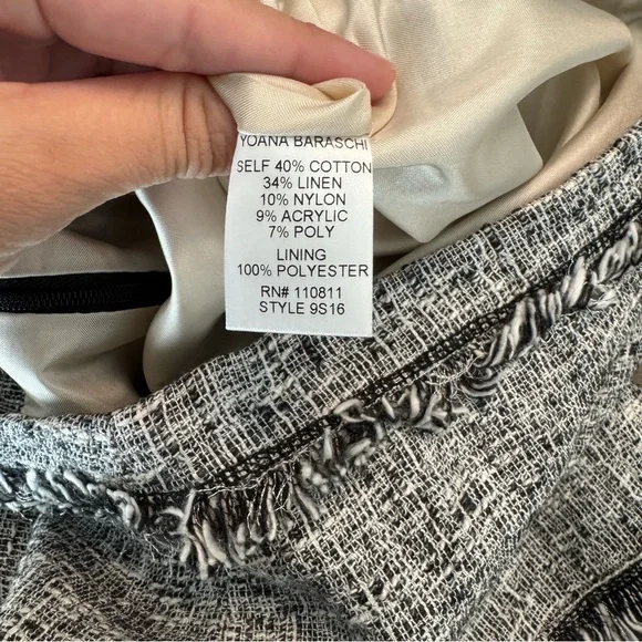 Yoana Baraschi Black and White Tweed-Like Linen Office Pencil Skirt 2 - Picture 5 of 6